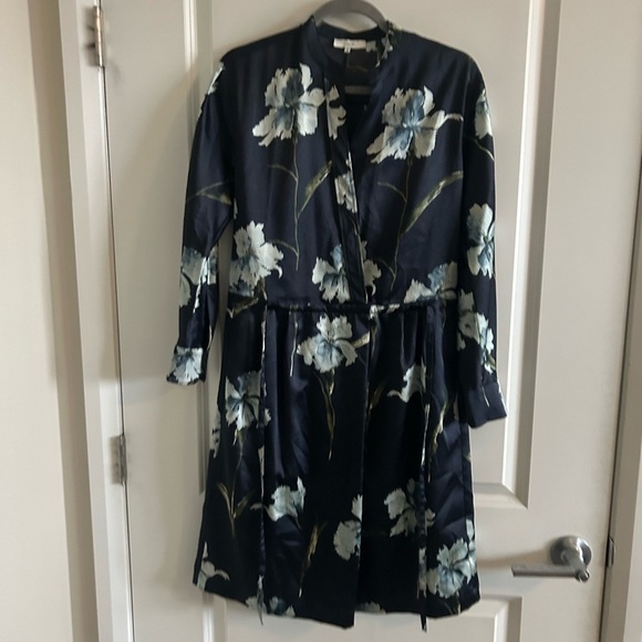 Vince Women’s Faux Wrap Dress XS Iris Print Long Sleeve - Picture 2 of 11